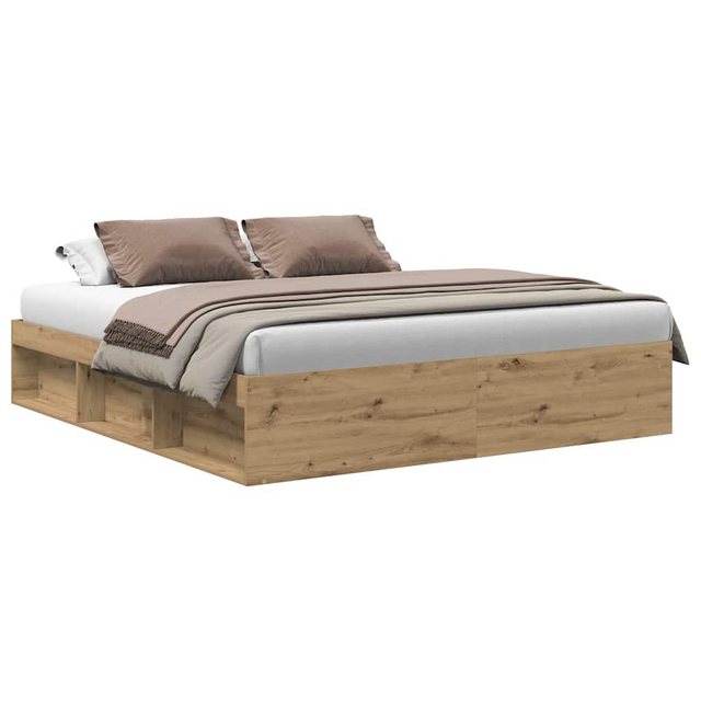 vidaXL Bett Bettgestell ohne Matratze Artisan-Eiche 200x200cm Holzwerkstoff günstig online kaufen