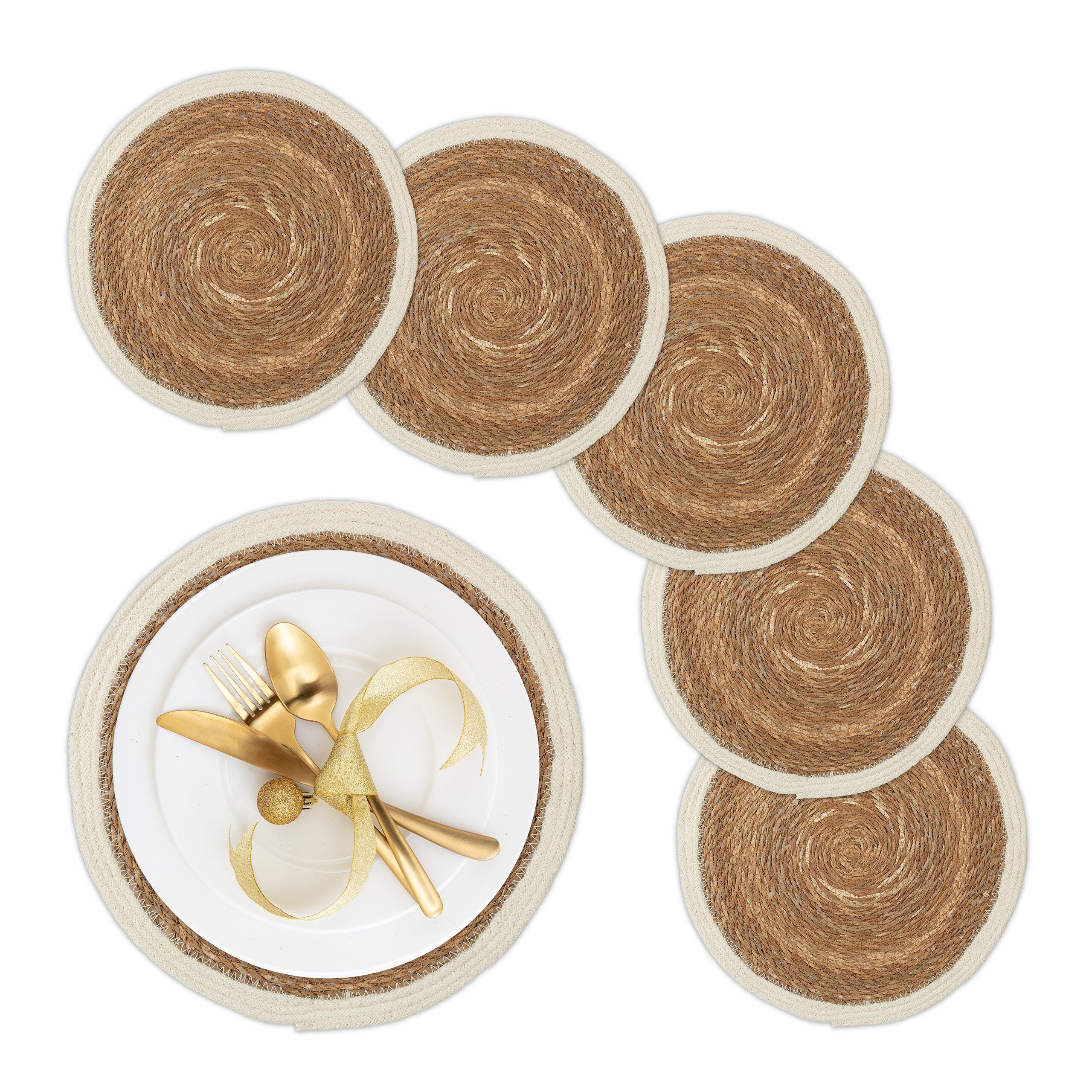 relaxdays Platzset Geflochtene Tischsets 6-teilig günstig online kaufen