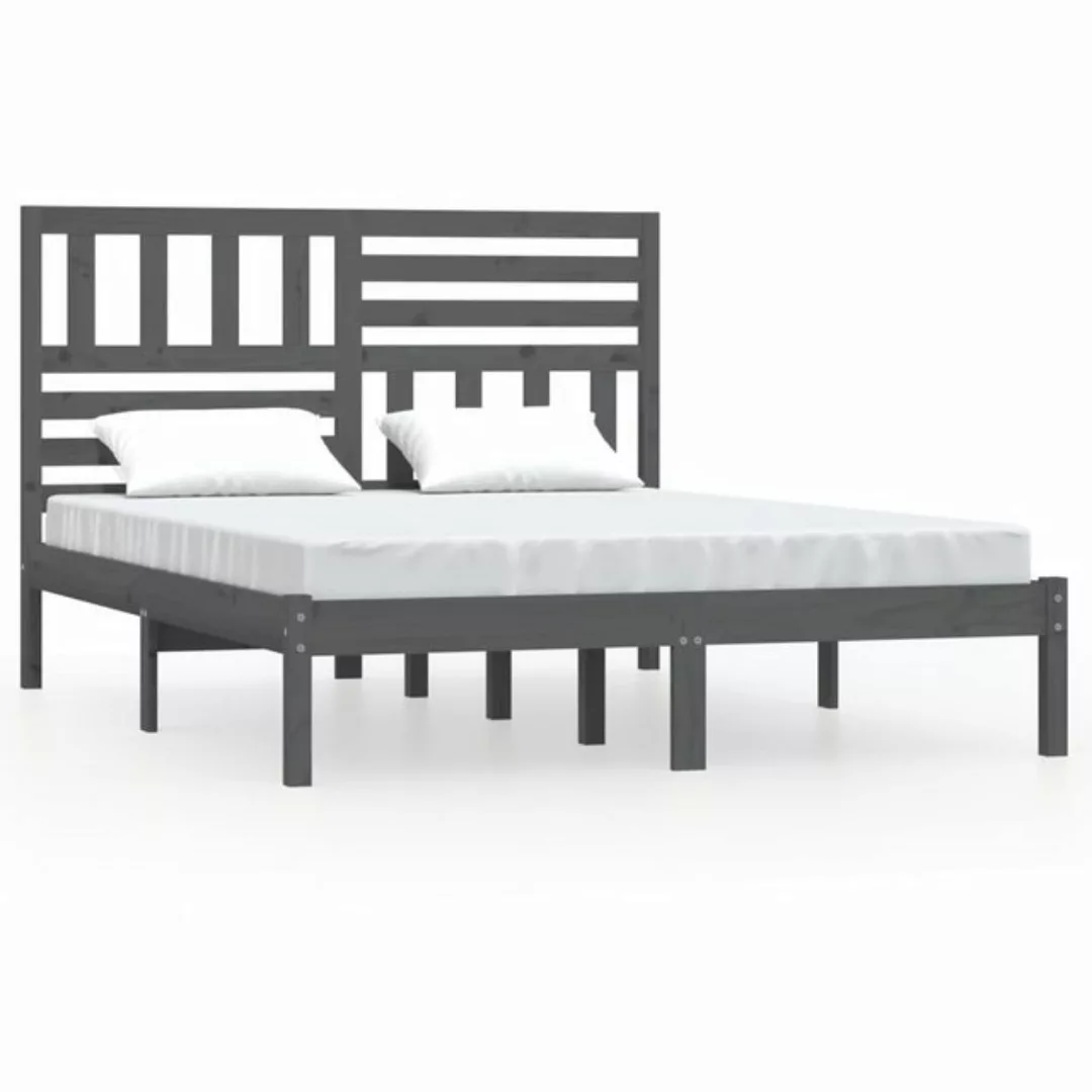furnicato Bett Massivholzbett Grau 150x200 cm Kiefer günstig online kaufen