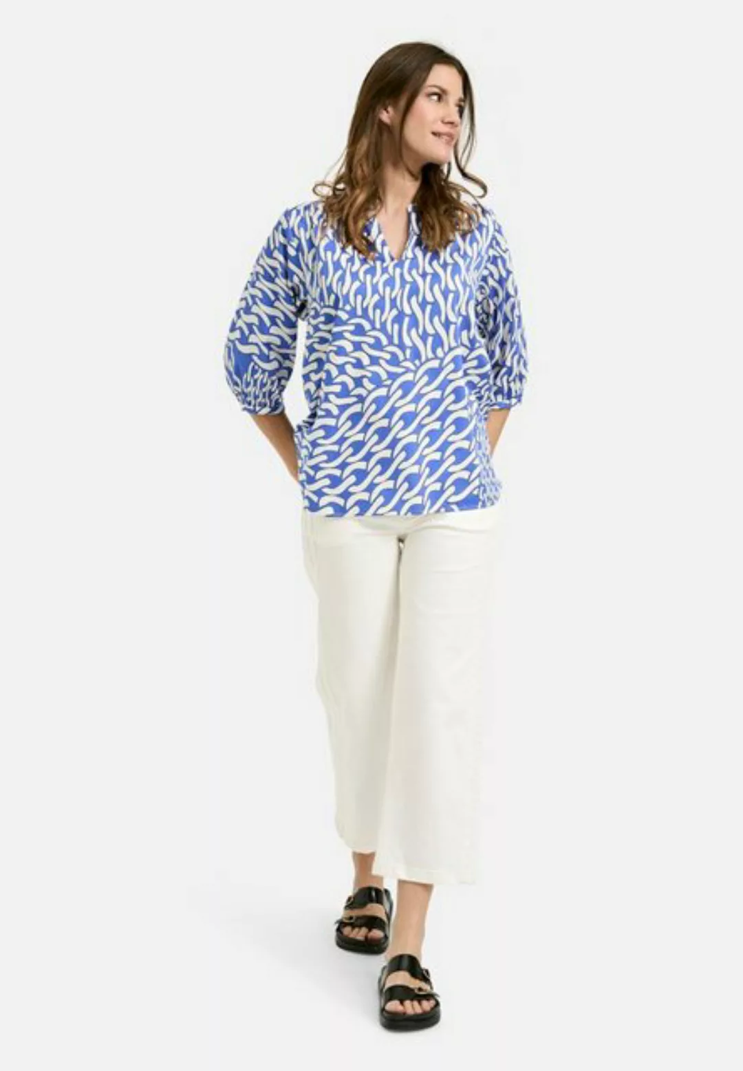 Milano Italy Klassische Bluse BLOUSE WITH GATHERING AND STAND UP günstig online kaufen
