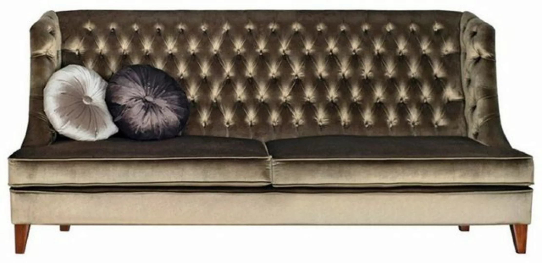 Casa Padrino Chesterfield-Sofa Luxus Chesterfield 3er Sofa Grün / Braun 230 günstig online kaufen