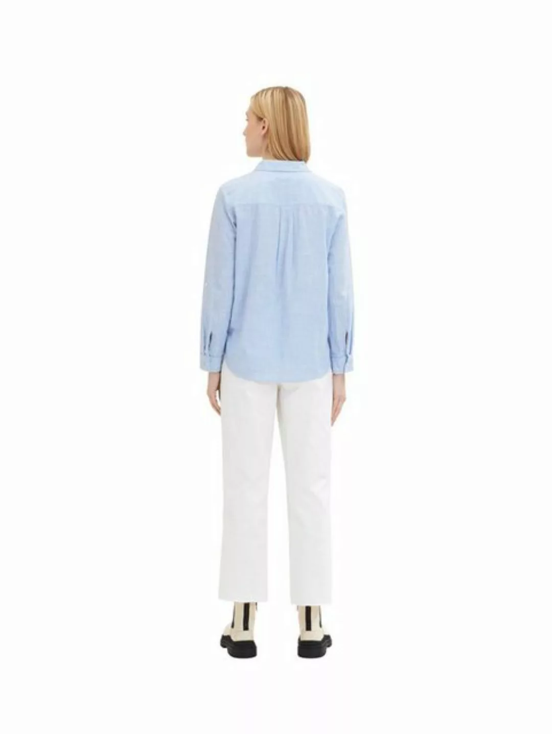 TOM TAILOR Blusenshirt Langarm Hemd BLOUSE WITH SLUB STRUCTURE 5329 in Blau günstig online kaufen