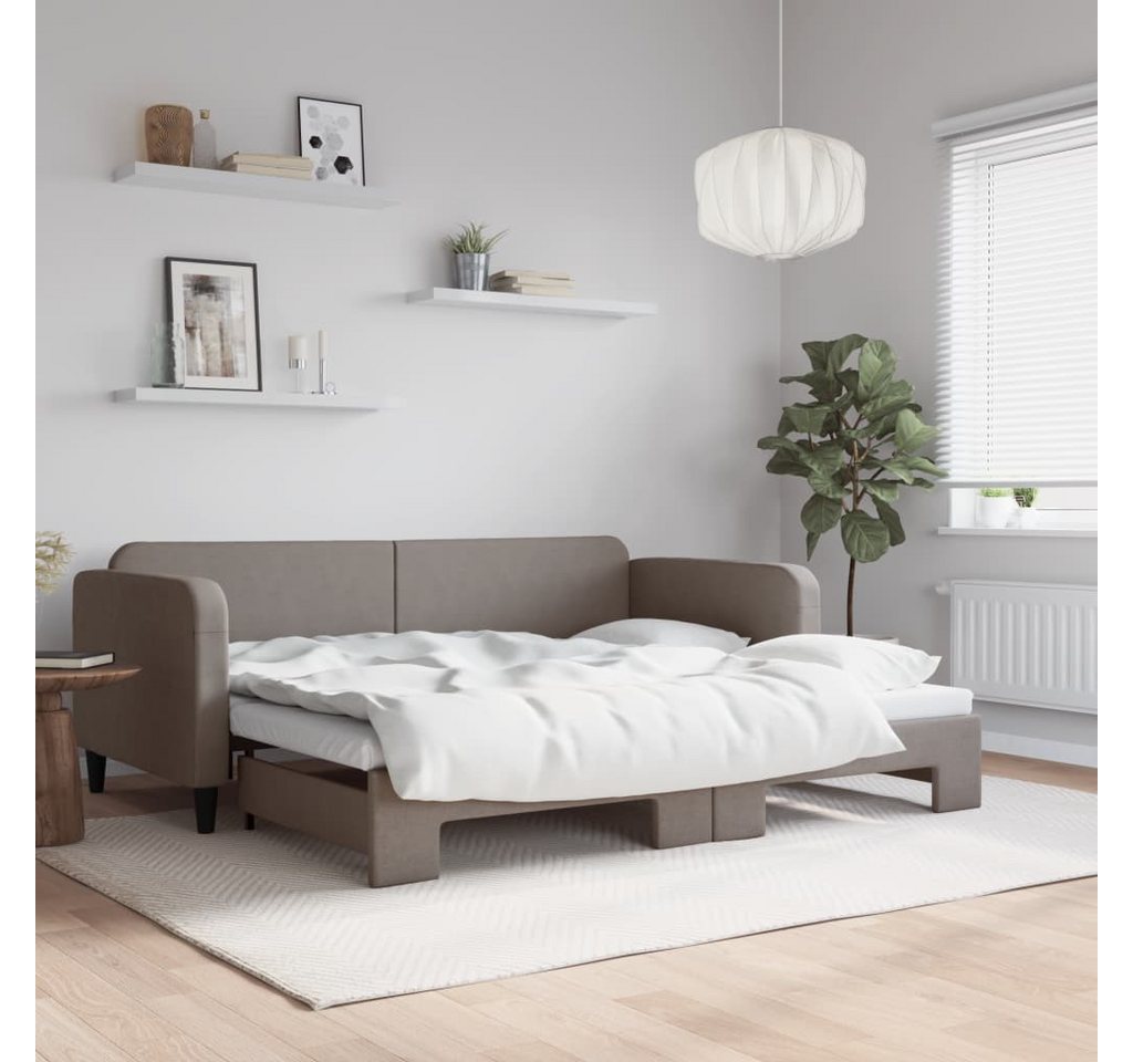 vidaXL Gästebett Gästebett Tagesbett Ausziehbar Taupe 90x200 cm Stoff Bett günstig online kaufen