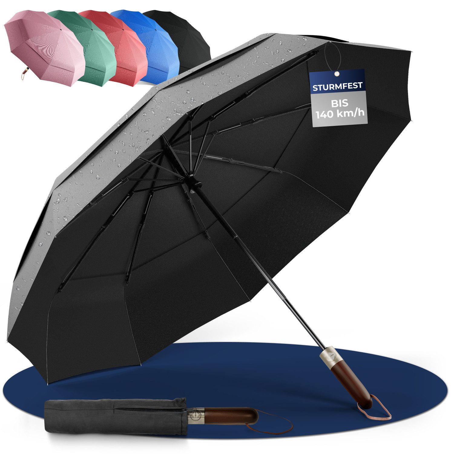 Logan & Barnes Taschenregenschirm Amsterdam, Sturmfest günstig online kaufen
