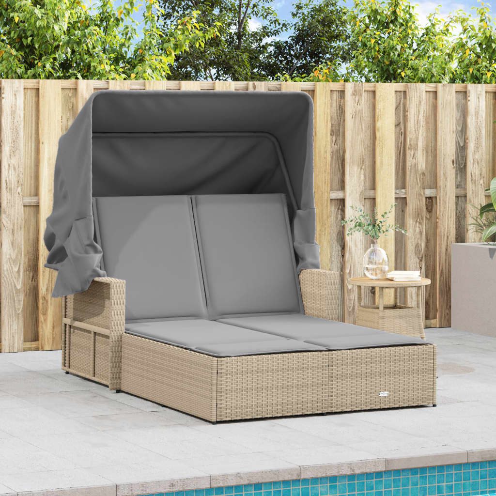 vidaXL Gartenliege Doppel-Sonnenliege mit Dach und günstig online kaufen