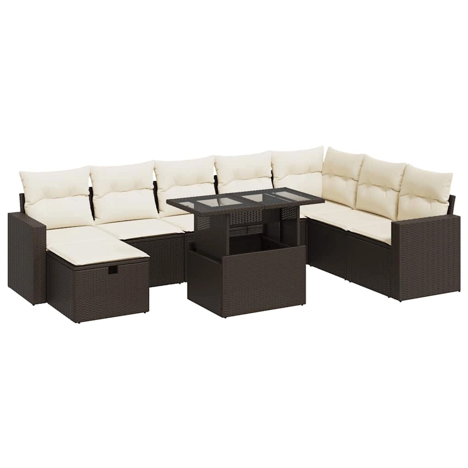 vidaXL 9-Tlg Garten-Sofagarnitur mit Kissen Braun Poly Rattan 3327843 günstig online kaufen