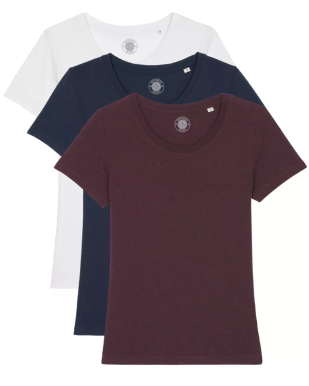 3er Pack Damen T-shirt Aus Bio-baumwolle "Estelle", Farbig günstig online kaufen