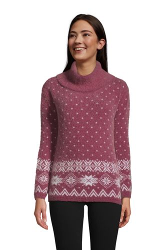 Jacquard-Pullover aus Fransengarn mit weitem Kragen, Damen, Größe: 48-50 No günstig online kaufen