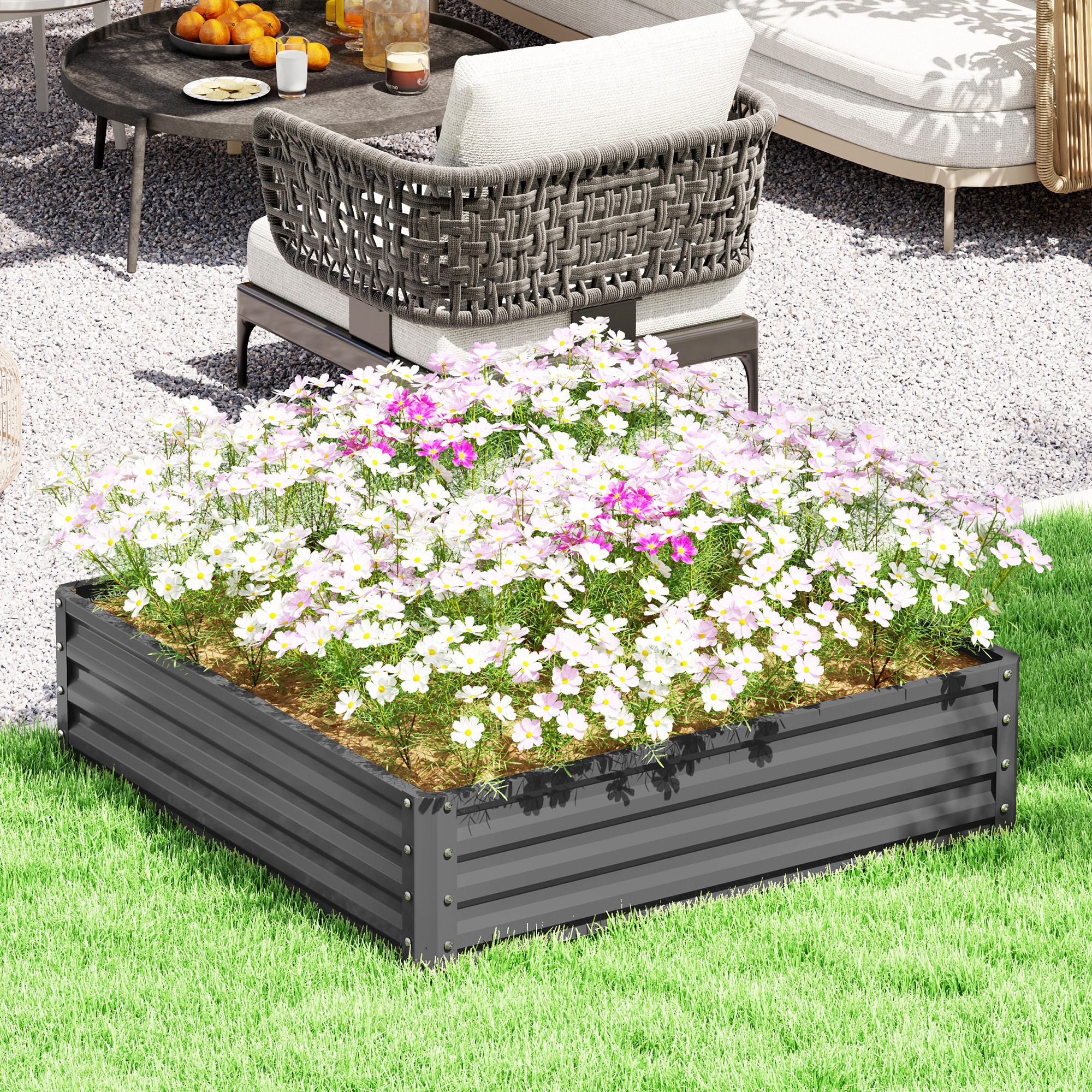 Outsunny Hochbeet, Blumenkasten, Gemüsebeet, Pflanzkasten, Kräuterbeet für günstig online kaufen