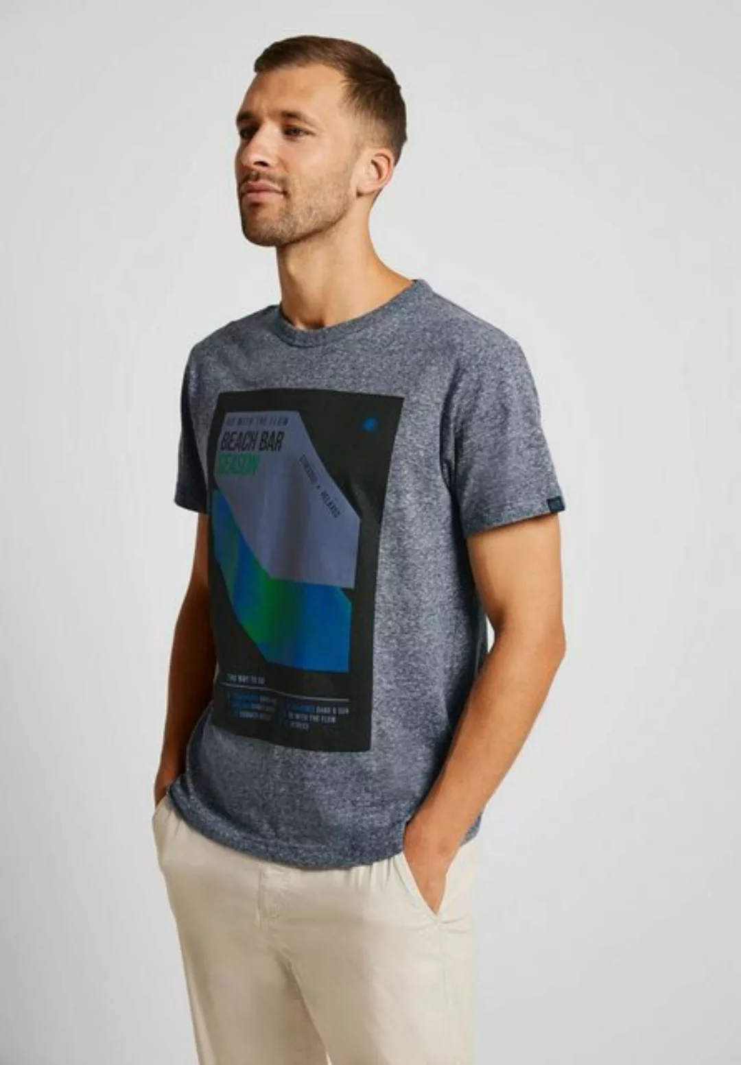 STREET ONE MEN T-Shirt, in Melange Optik günstig online kaufen