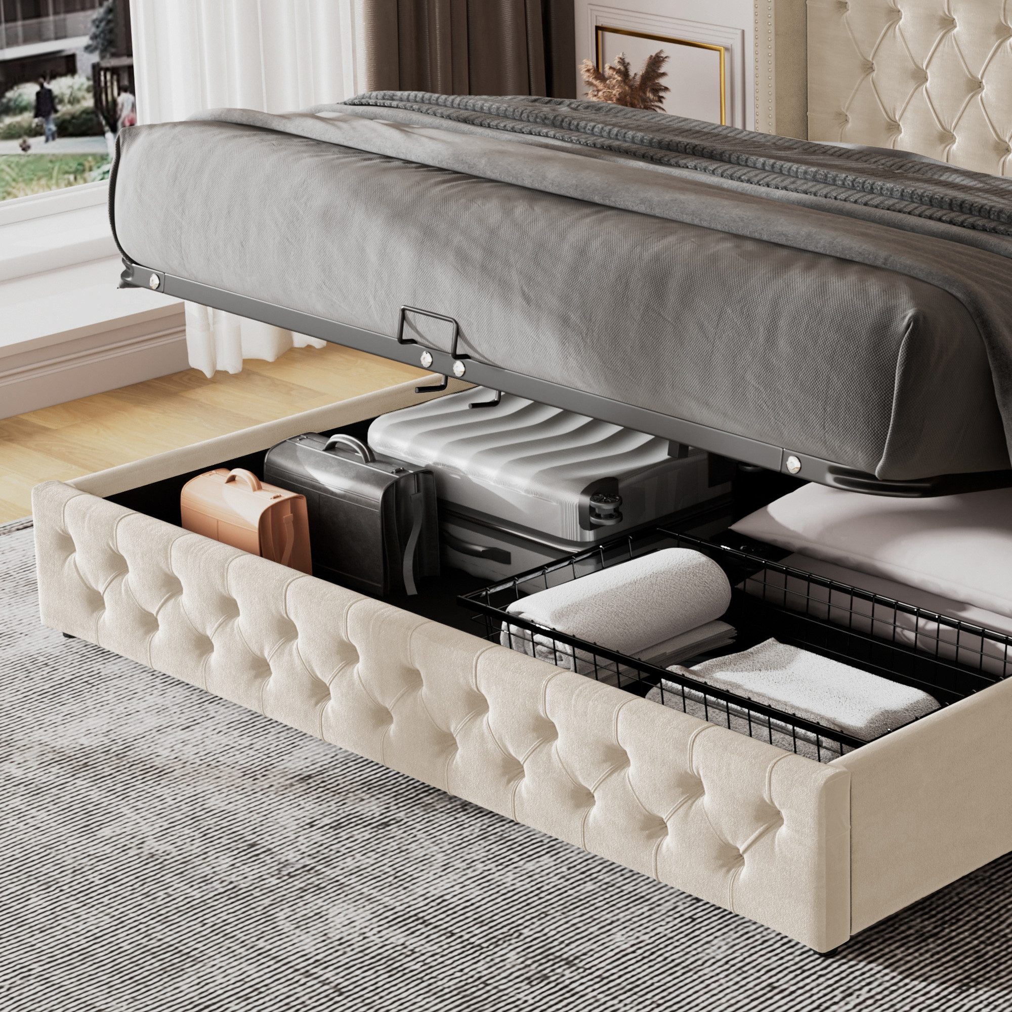 STILVORA Polsterbett Doppelbett 180×200 mit Stauraum,Hydraulisches günstig online kaufen