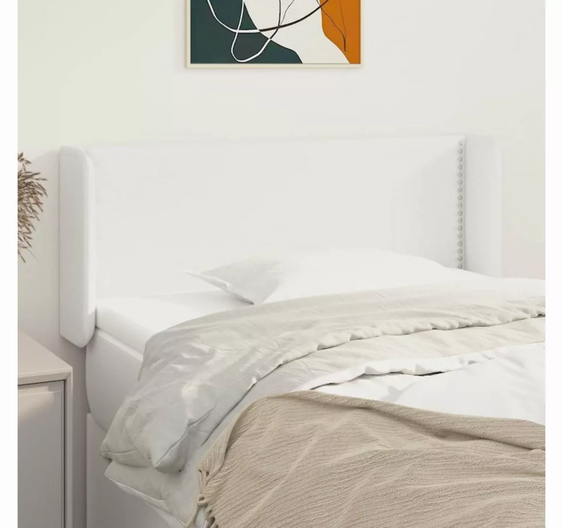 vidaXL Bett, Kopfteil mit Ohren Weiß 83x16x78/88 cm Kunstleder günstig online kaufen