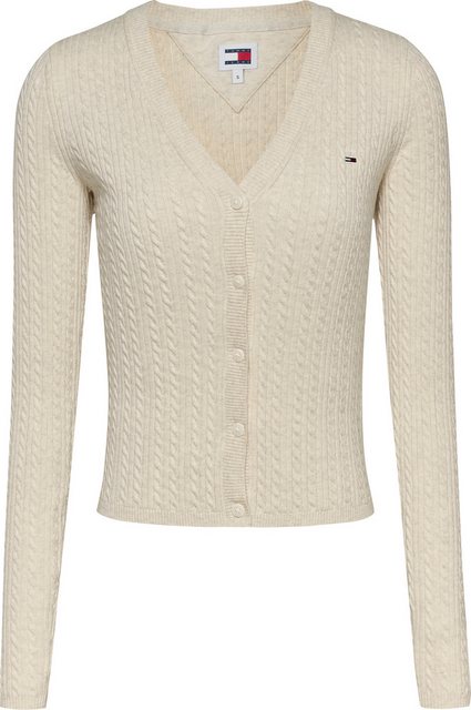 Tommy Jeans Strickjacke TJW CABLE ESSENTIAL CARDIGAN mit Zopfmuster, Logost günstig online kaufen