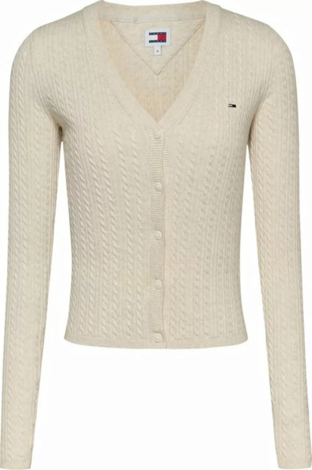 Tommy Jeans Strickjacke TJW CABLE ESSENTIAL CARDIGAN mit Zopfmuster, Logost günstig online kaufen