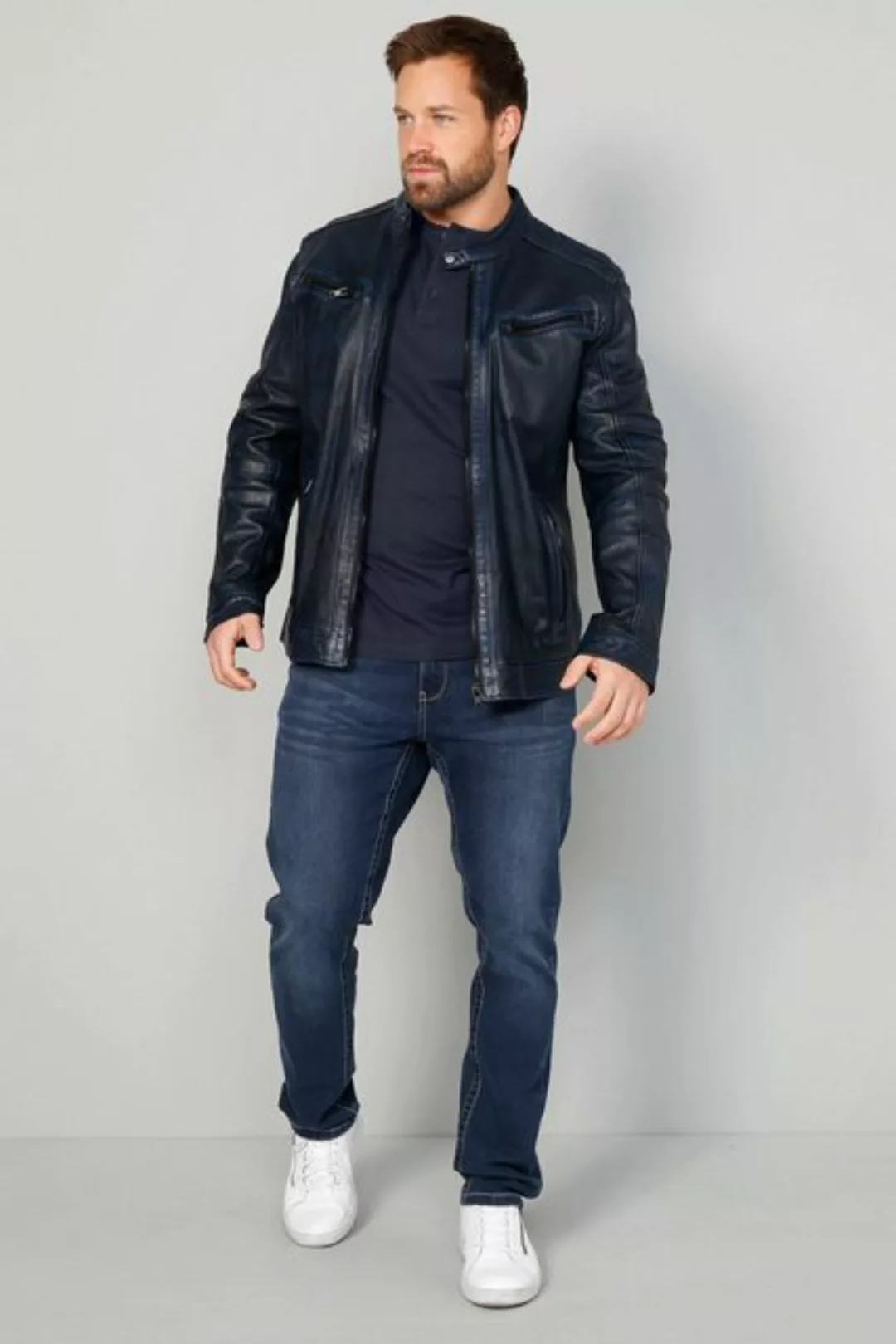 John F. Gee Lederjacke Lederjacke mit Stehkragen und Riegel günstig online kaufen