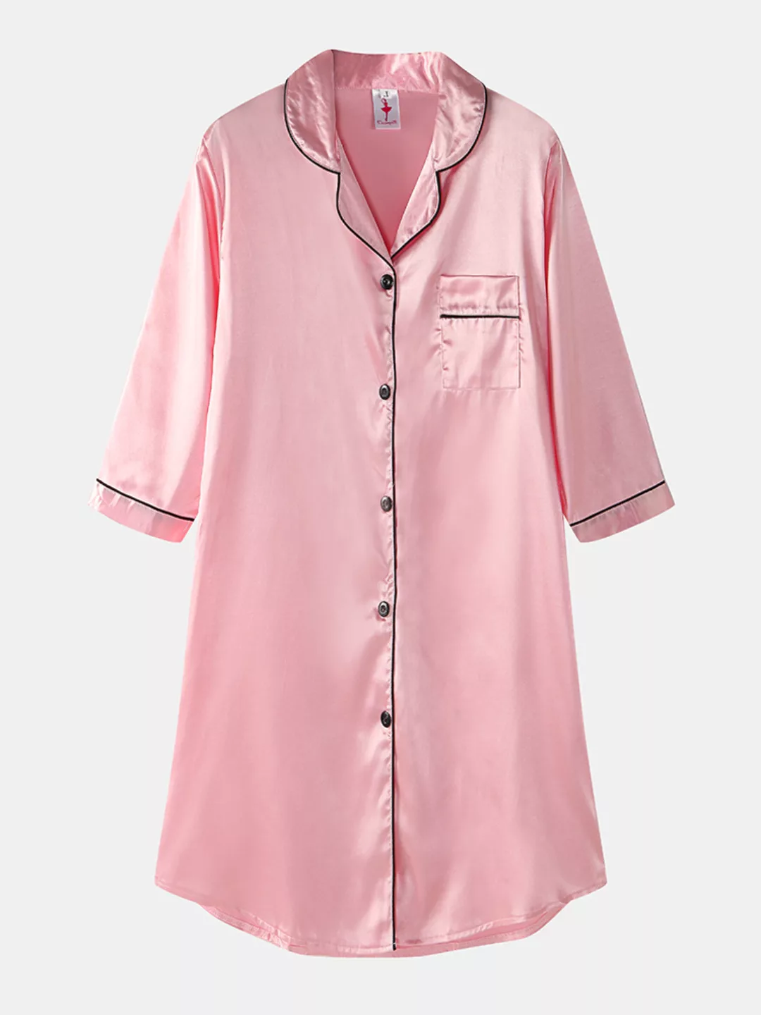 Plus Größe Damen Ice Silk Brusttasche 3/4 Ärmel Shirt Gemütliches Nachthemd günstig online kaufen