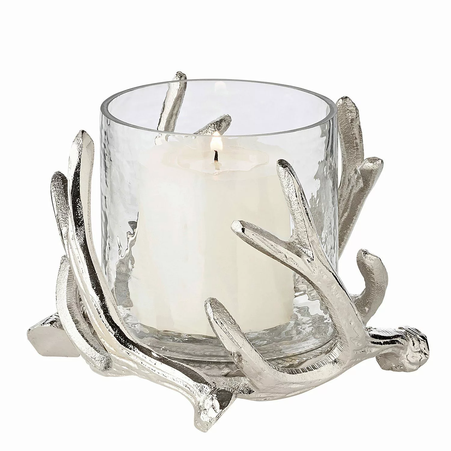 EDZARD Windlicht Kingston, Silber-Optik, Geweih-Motiv, H günstig online kaufen