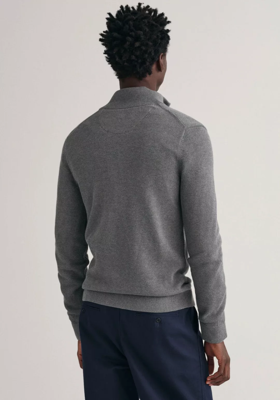 Gant Strickjacke "COTTON PIQUE ZIP CARDIGAN", mit Logostickerei auf der Bru günstig online kaufen