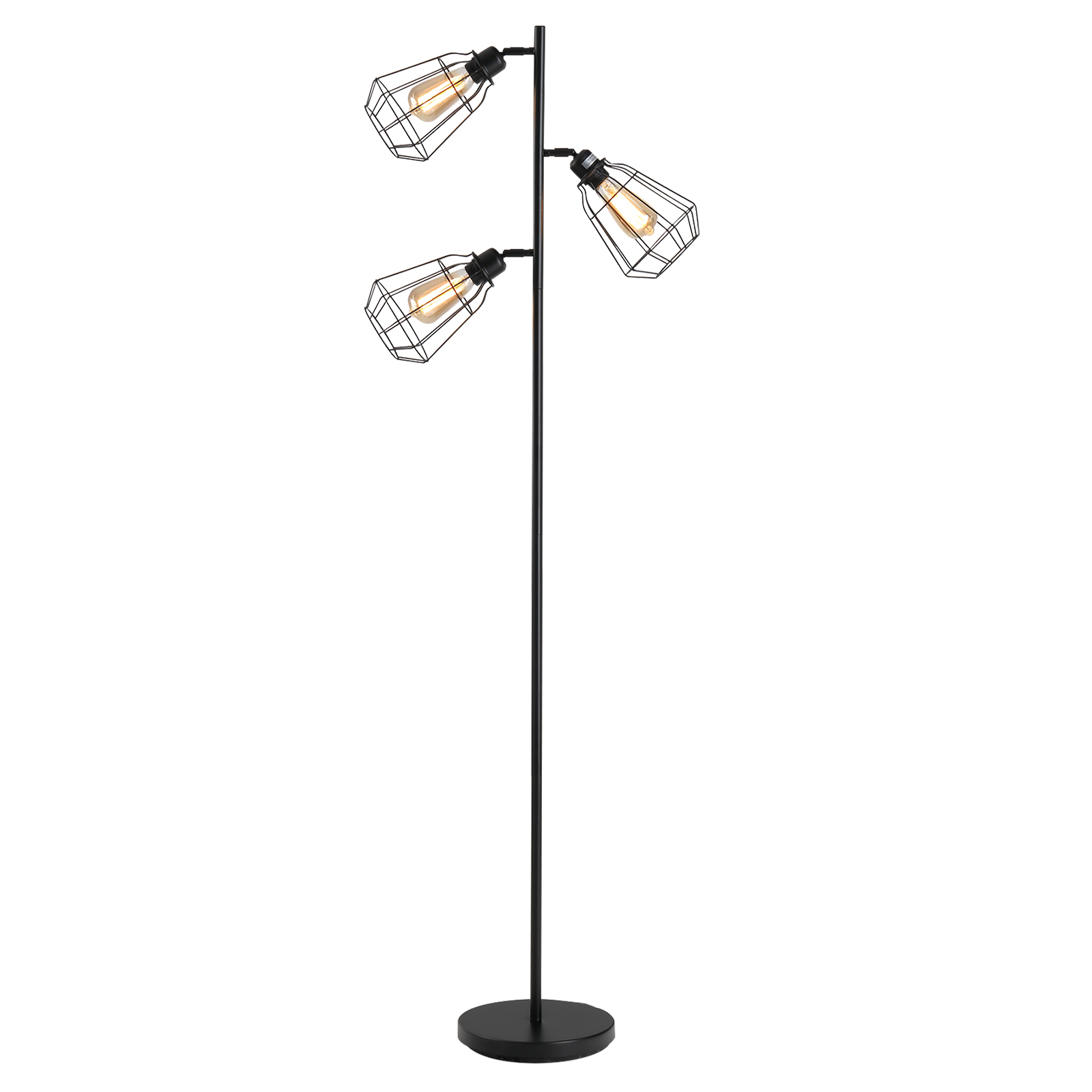 HOMCOM Industrielle Design Stehlampe 3 Glühbirnen max. 40 W Käfiglampenschi günstig online kaufen