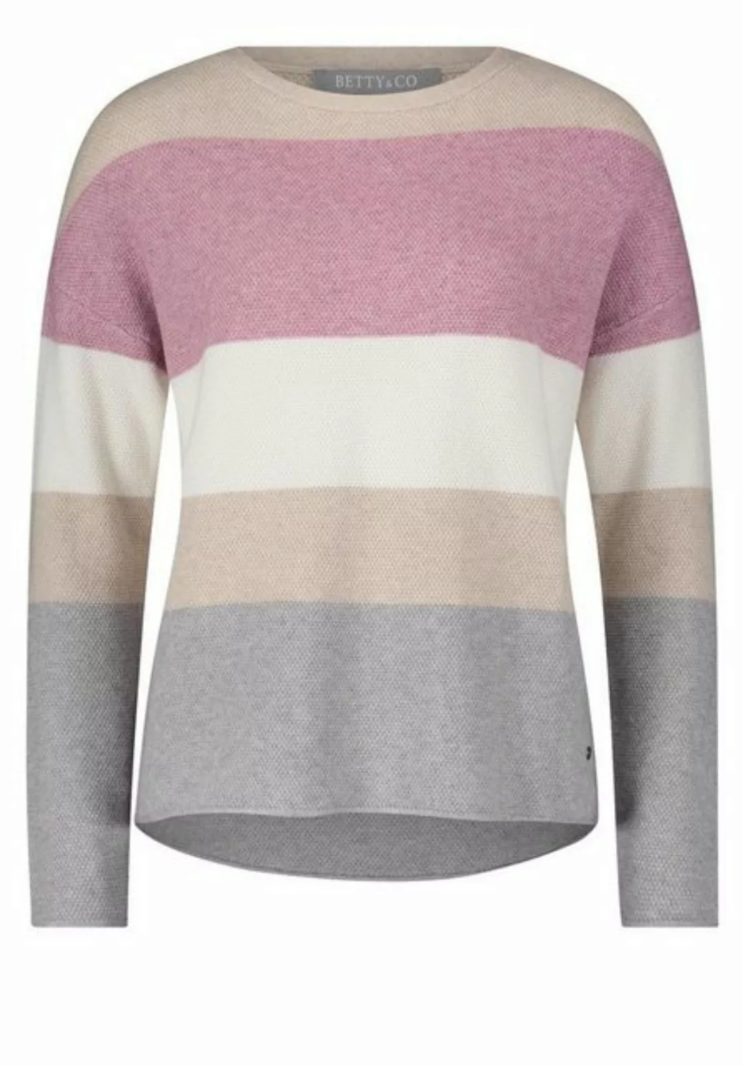 Betty&Co Sweatshirt Strickpullover Kurz 1/1 Arm, Lilac/Camel günstig online kaufen
