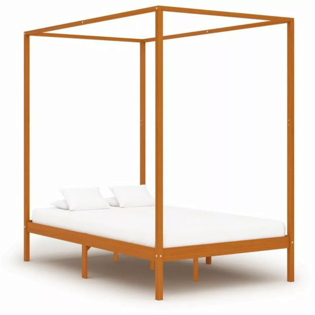 furnicato Bettgestell Himmelbett-Gestell Honigbraun Massivholz Kiefer 120 x günstig online kaufen