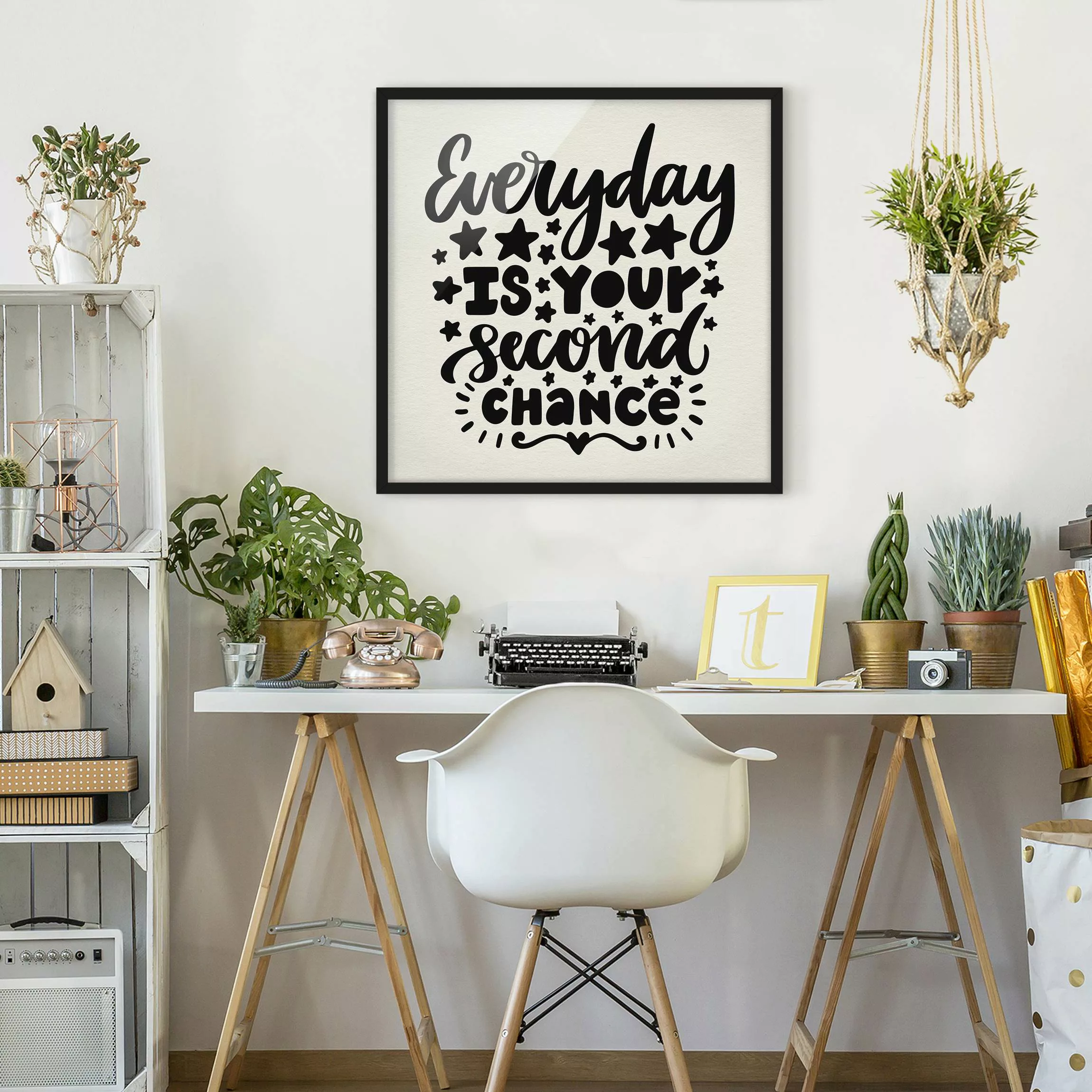 Bild mit Rahmen - Quadrat Everyday is your second chance günstig online kaufen