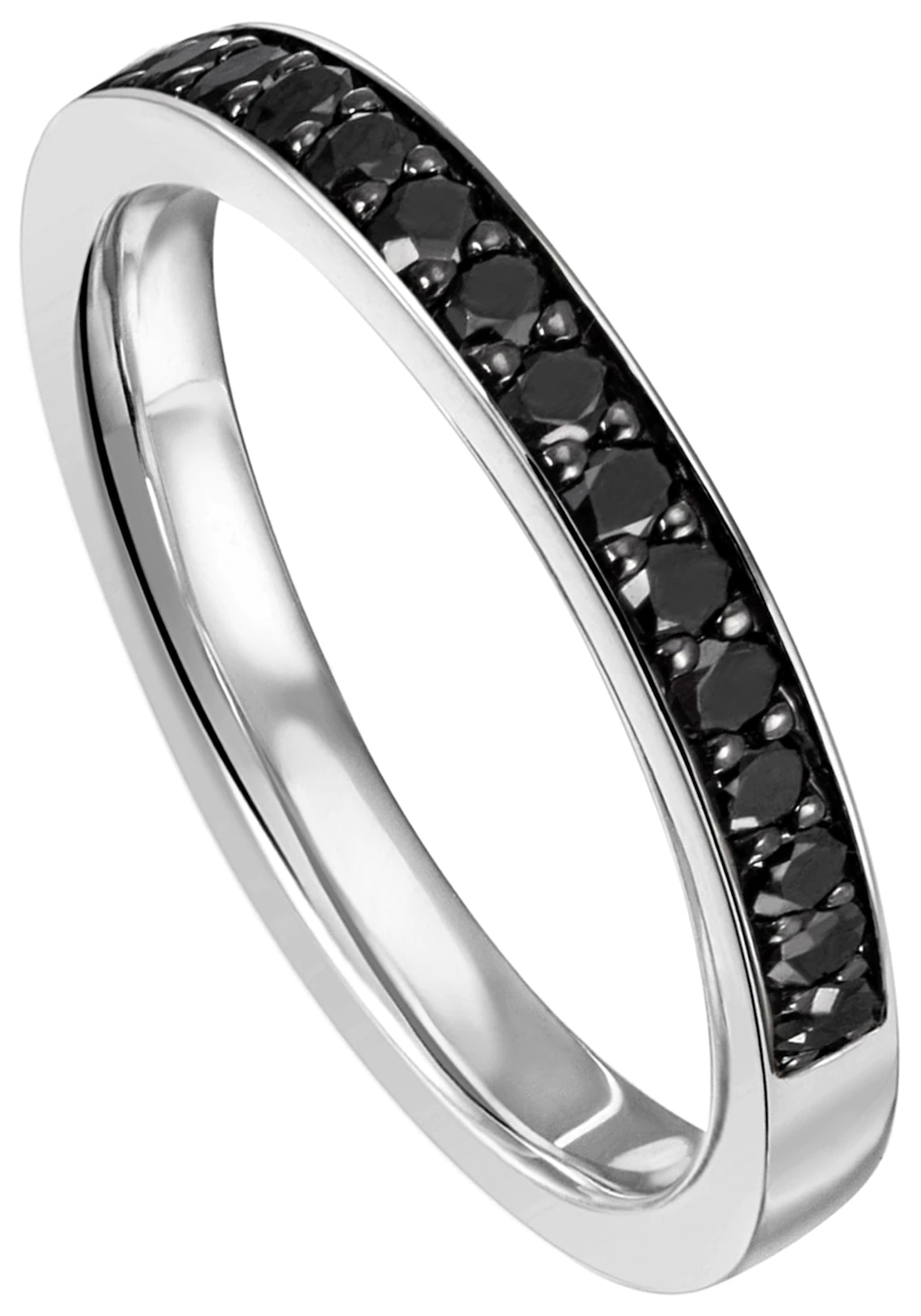 JOBO Fingerring "Ring mit 17 schwarzen Diamanten", 585 Weißgold günstig online kaufen