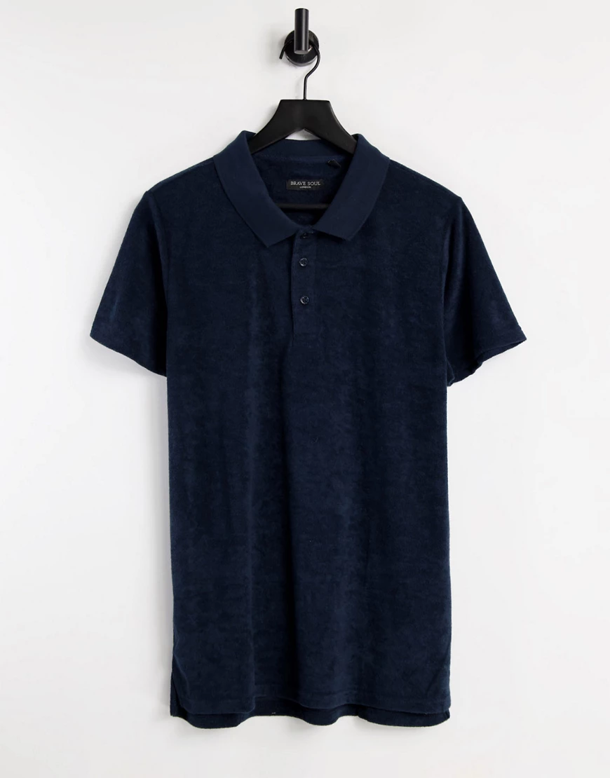 Brave Soul – Polohemd aus Frottee in Marineblau günstig online kaufen