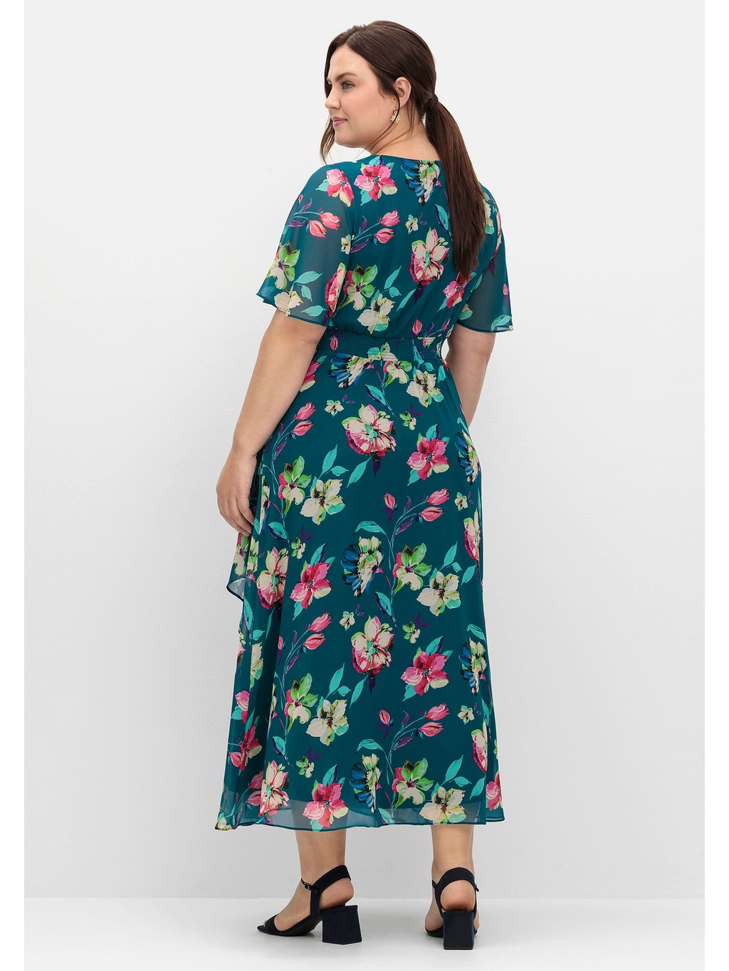 Sheego Abendkleid "Große Größen", mit Blumenprint, blickdicht gefüttert günstig online kaufen