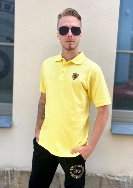 KR-Industries Poloshirt Polo Yellow Dragon edles Poloshirt mit Wappen günstig online kaufen