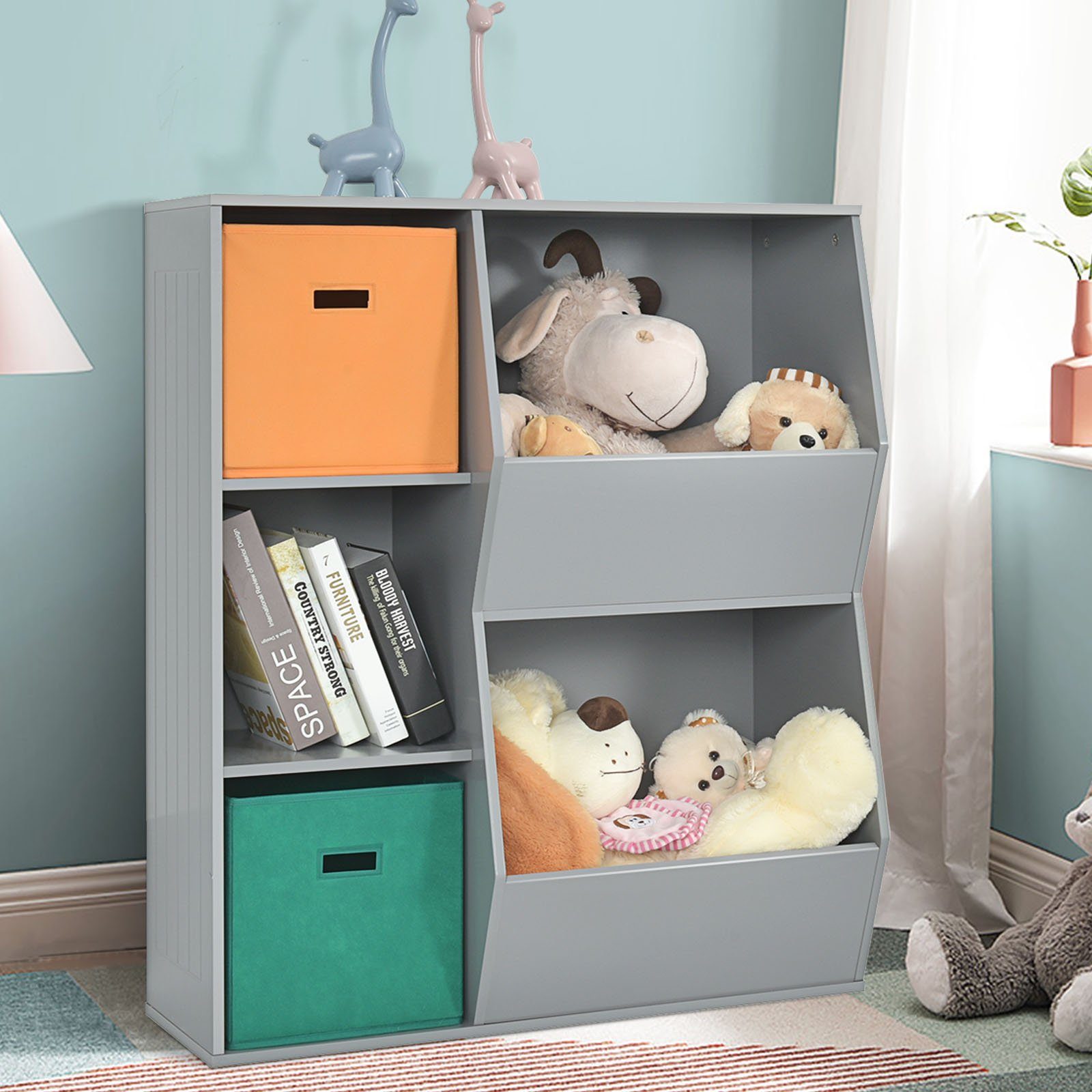COSTWAY Kinderregal Bücherregal, mit 2 Körben günstig online kaufen