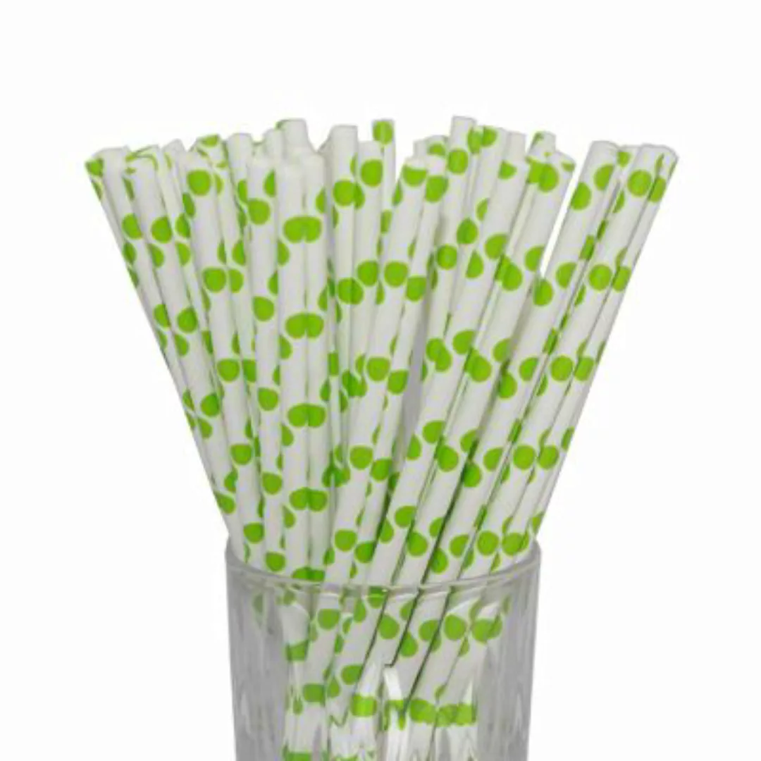 LUXENTU Papier-Trinkhalm grün/weiß gepunktet 100 Stück Trinkhalme günstig online kaufen