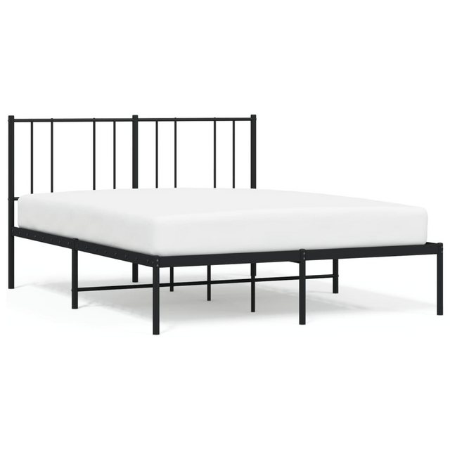 vidaXL Bettgestell, Bettrahmen mit Kopfteil Metall Schwarz 140x190 cm günstig online kaufen