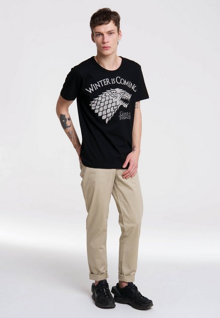 LOGOSHIRT T-Shirt "Game of Thrones - Winter Is Coming", mit Schattenwolf-Pr günstig online kaufen