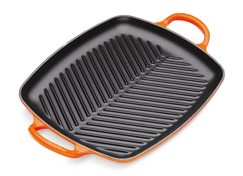 Le Creuset Rechteckige Grillplatte Signature Gusseisen Ofenrot 30cm günstig online kaufen