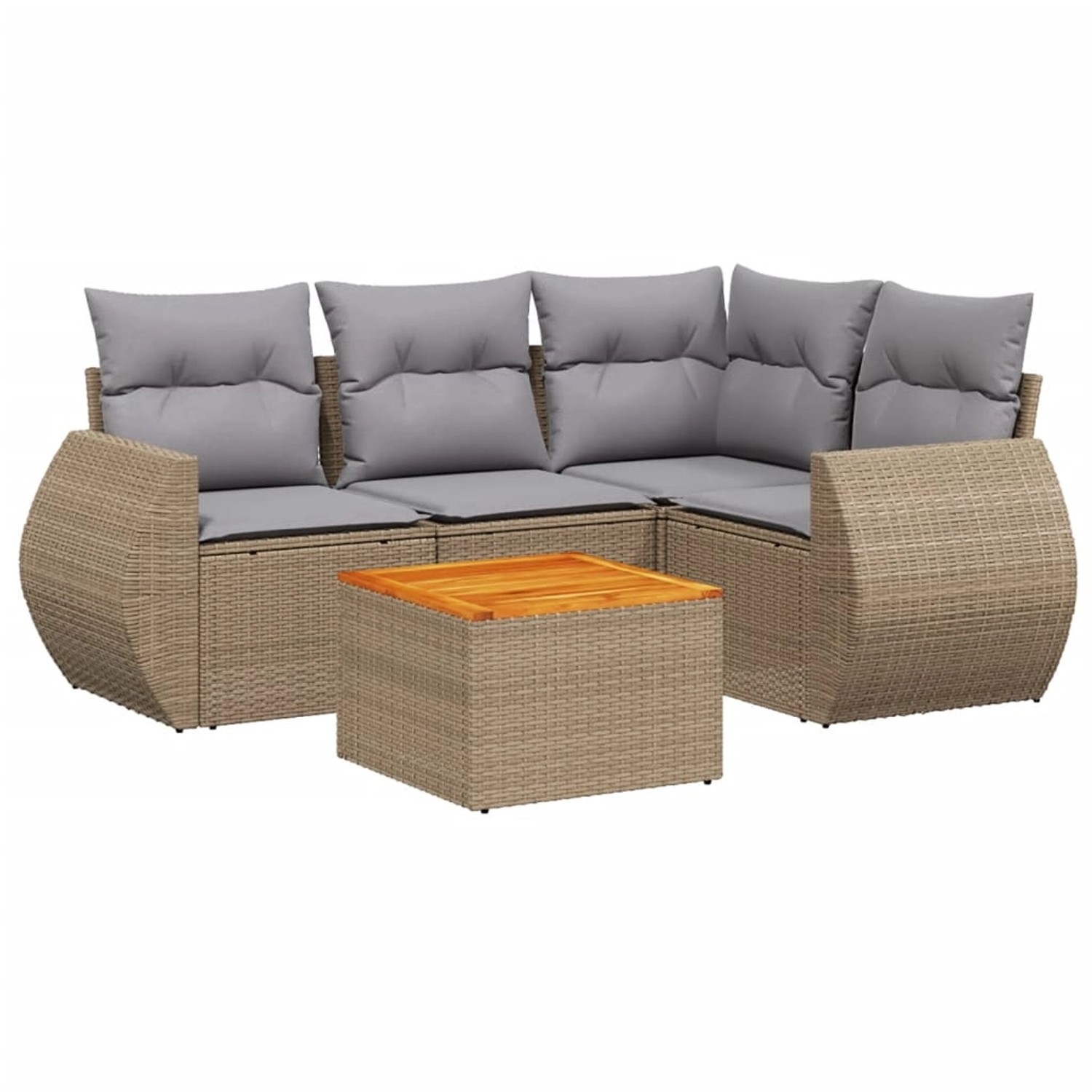 vidaXL 5-Tlg Garten-Sofagarnitur mit Kissen Beige Poly Rattan 3224988 günstig online kaufen
