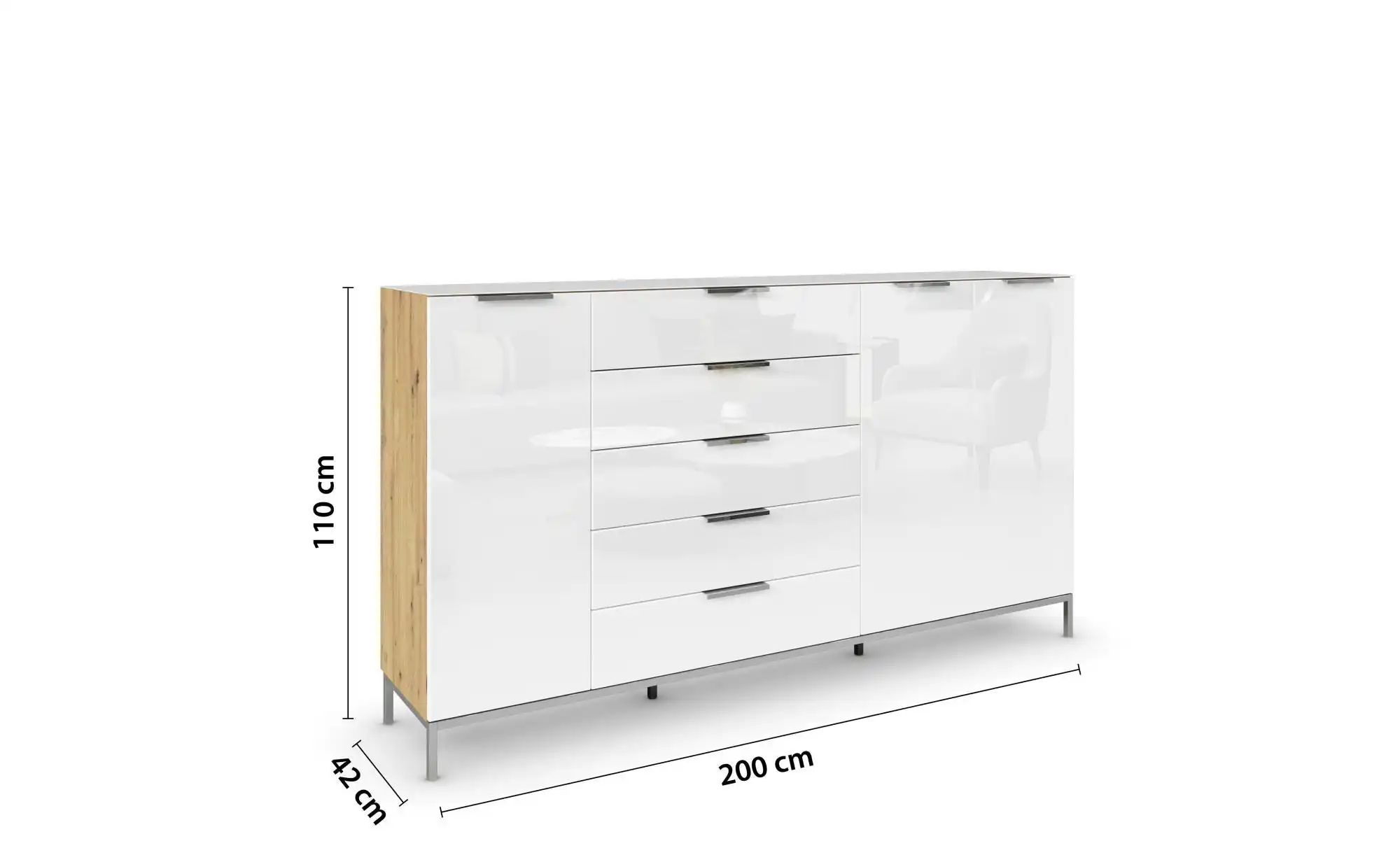 Highboard ¦ holzfarben ¦ Maße (cm): B: 199 H: 110 Kommoden & Sideboards > H günstig online kaufen