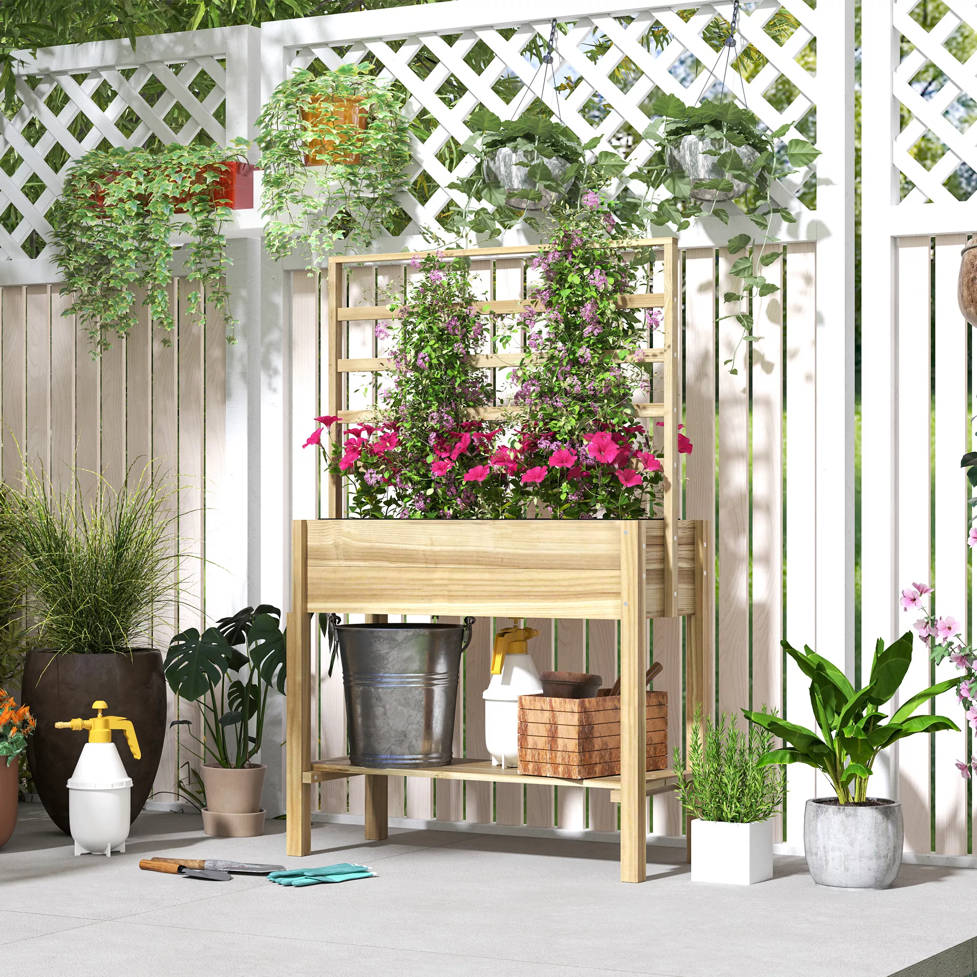 Outsunny Blumenkasten auf Ständer, erhöhtes Garten-Hochbeet auf Ständer, mi günstig online kaufen