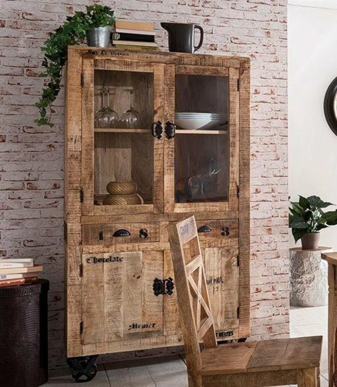 SIT Vitrine Rustic im Factory Design, Breite 90 cm, Shabby Chic, Vintage günstig online kaufen