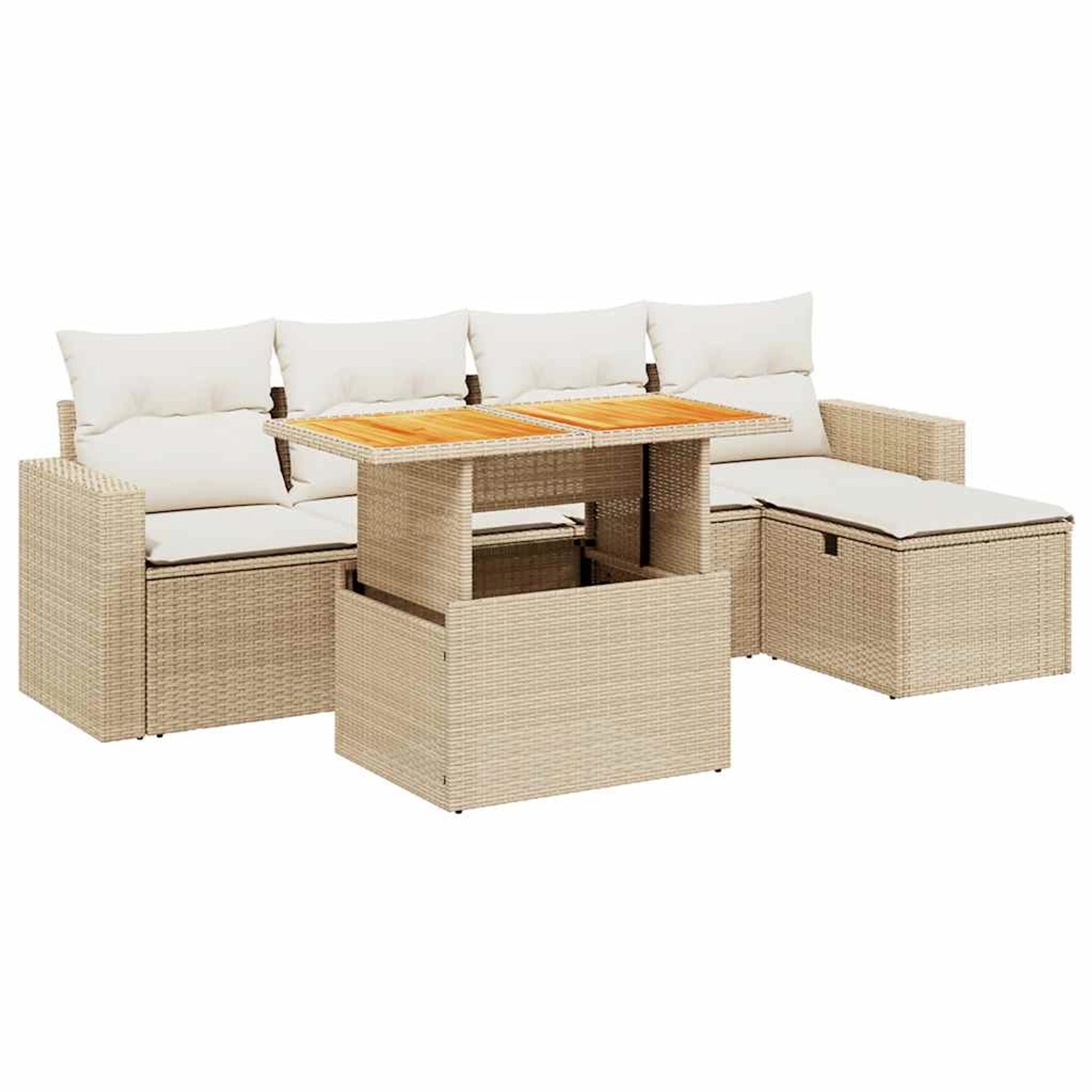 vidaXL 6-Tlg Garten-Sofagarnitur mit Kissen Beige Poly Rattan 3275585 günstig online kaufen