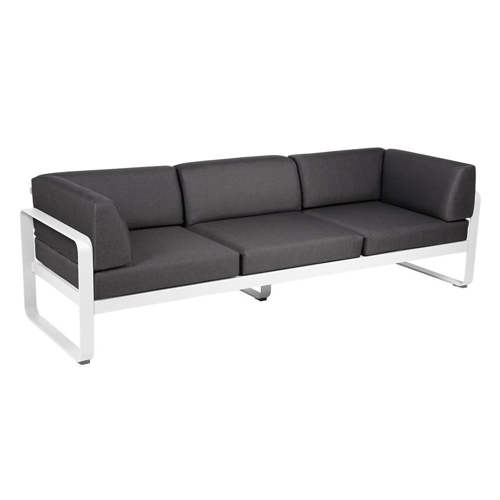 Bellevie 3-Sitzer Club Sofa Outdoor 01 Baumwollweiß A3 Graphitgrau günstig online kaufen