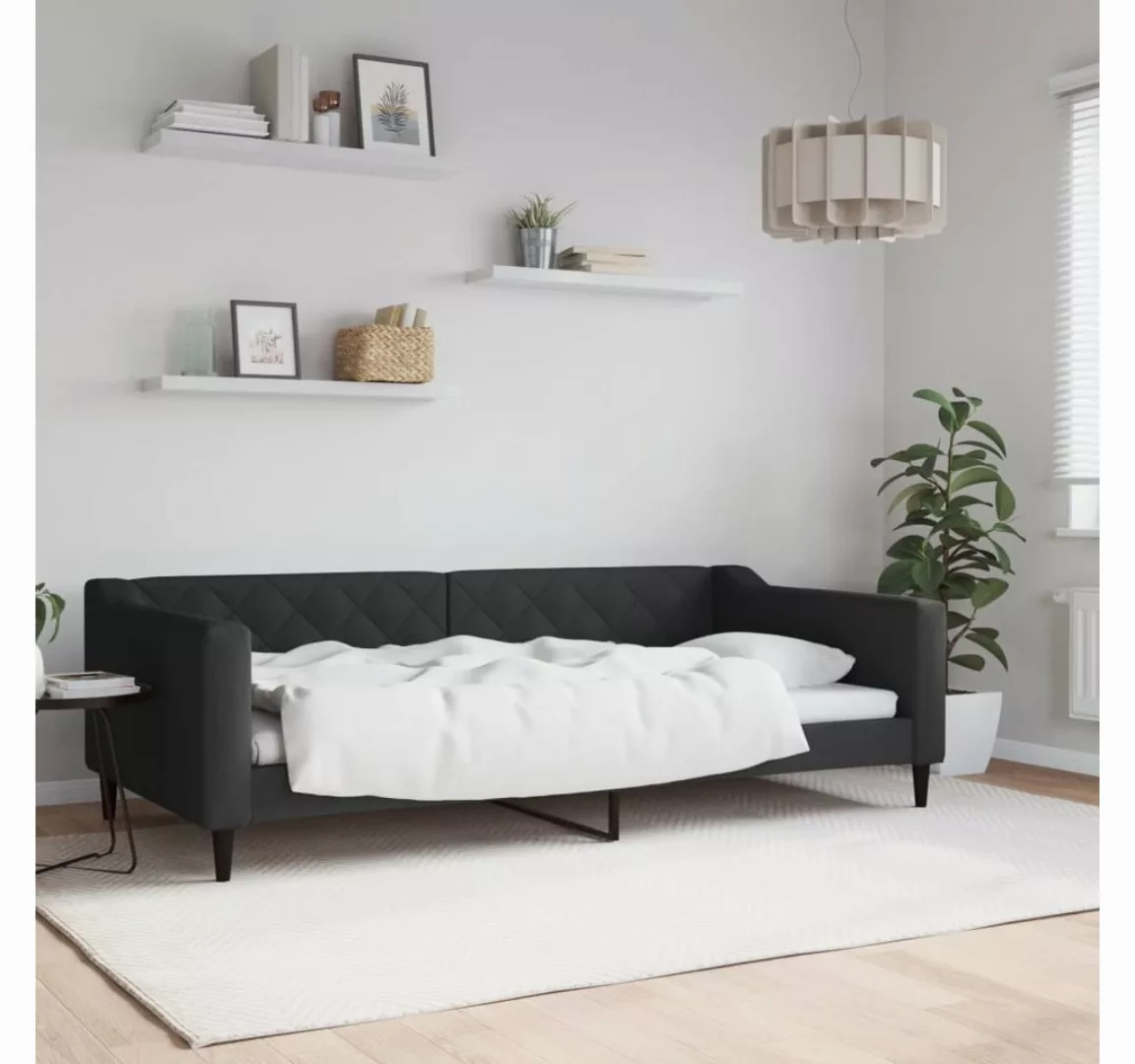 vidaXL Gästebett Gästebett Tagesbett Schwarz 100x200 cm Stoff Bett Bettgest günstig online kaufen