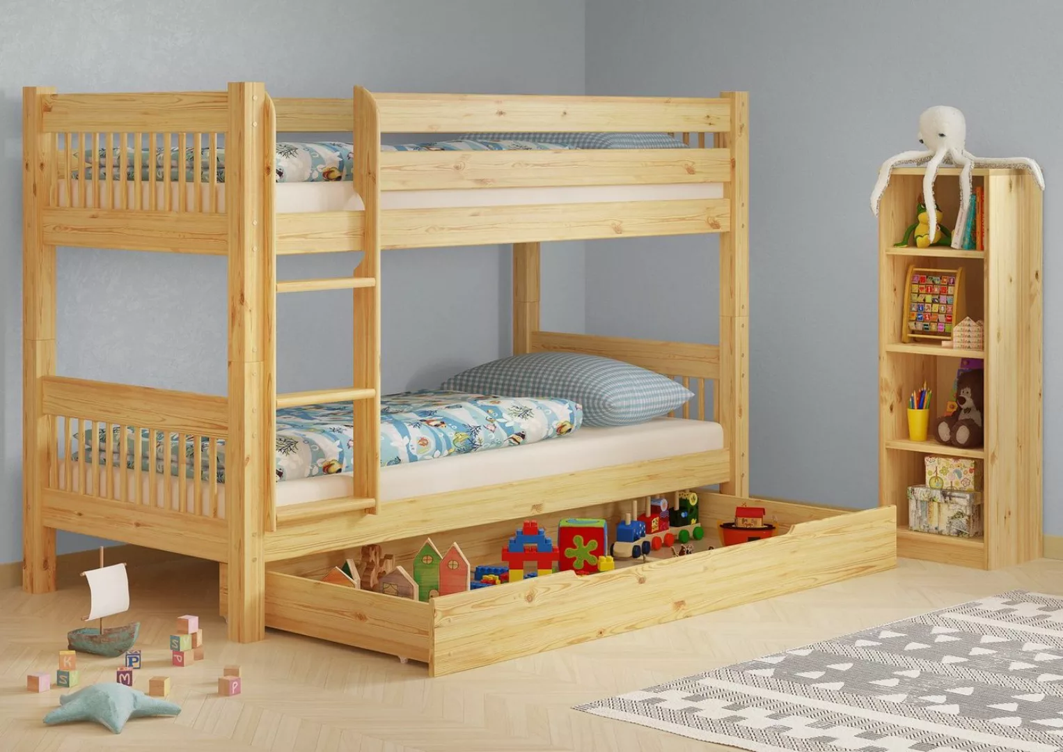 ERST-HOLZ Etagenbett Kinderstockbett 90x200 Kiefer massiv Etagenbett günstig online kaufen