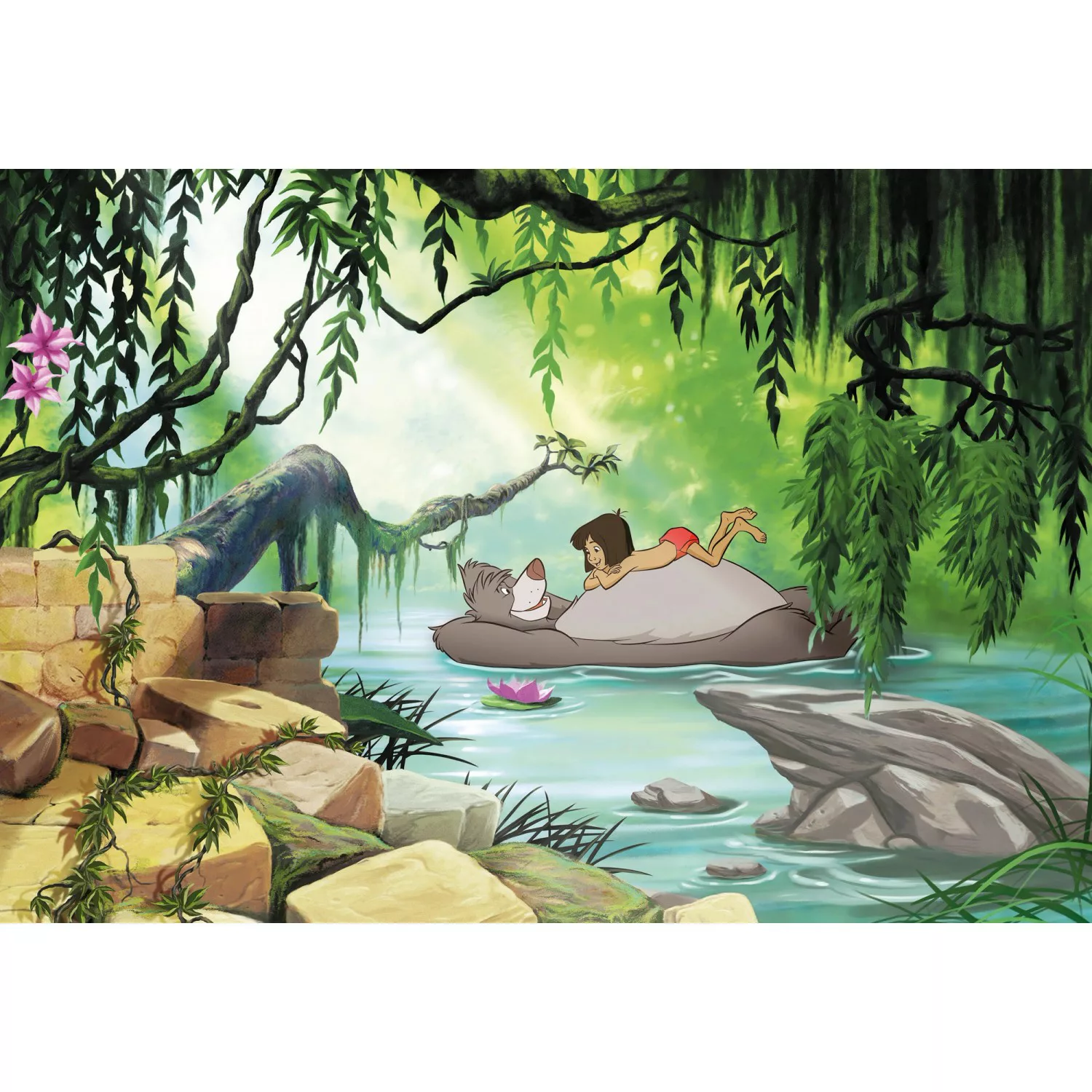 Komar Fototapete Jungle book swimming with Baloo  368 x 254 cm günstig online kaufen