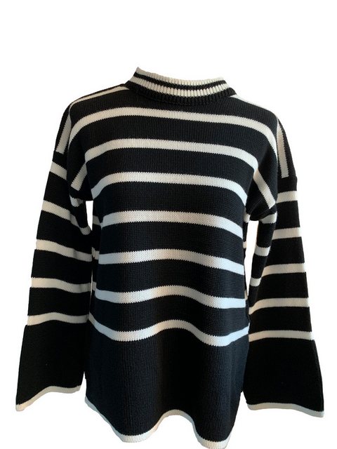 Lelü Fashion Streifenpullover Pullover mit Streifen Schwarz/Weiß in A-Linie günstig online kaufen