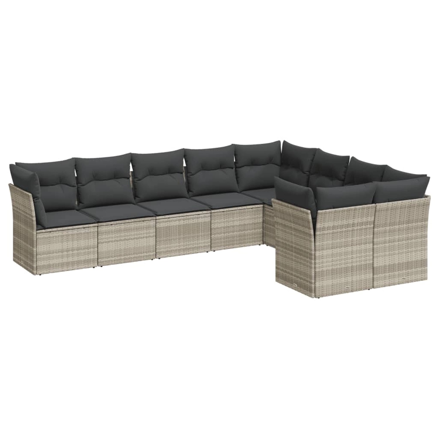 vidaXL 9-Tlg Garten-Sofagarnitur mit Kissen Hellgrau Poly Rattan 3250011 günstig online kaufen