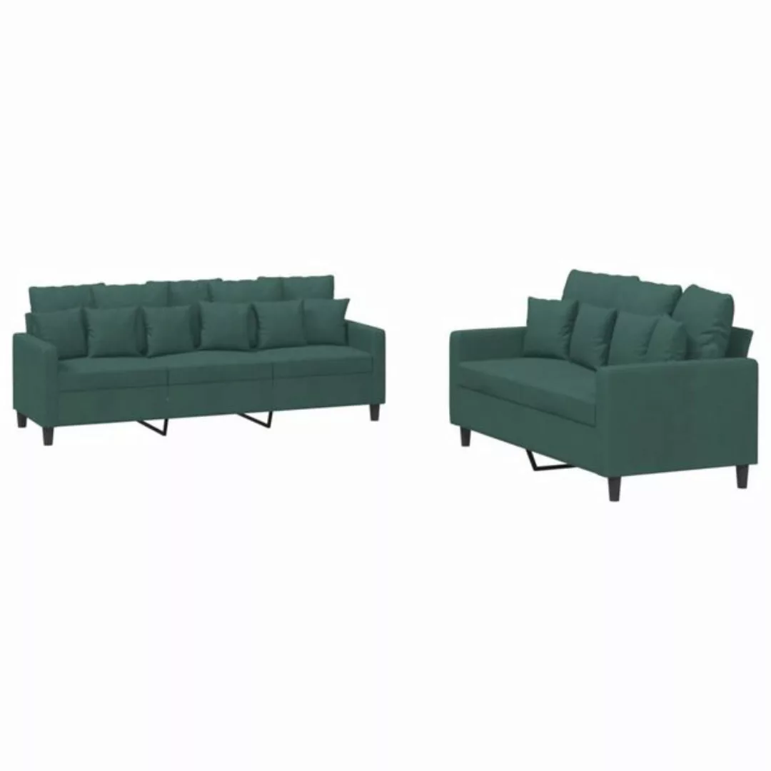 vidaXL Sofa Sofagarnitur Set mit Kissen Samt, 2-tlg., Grün günstig online kaufen