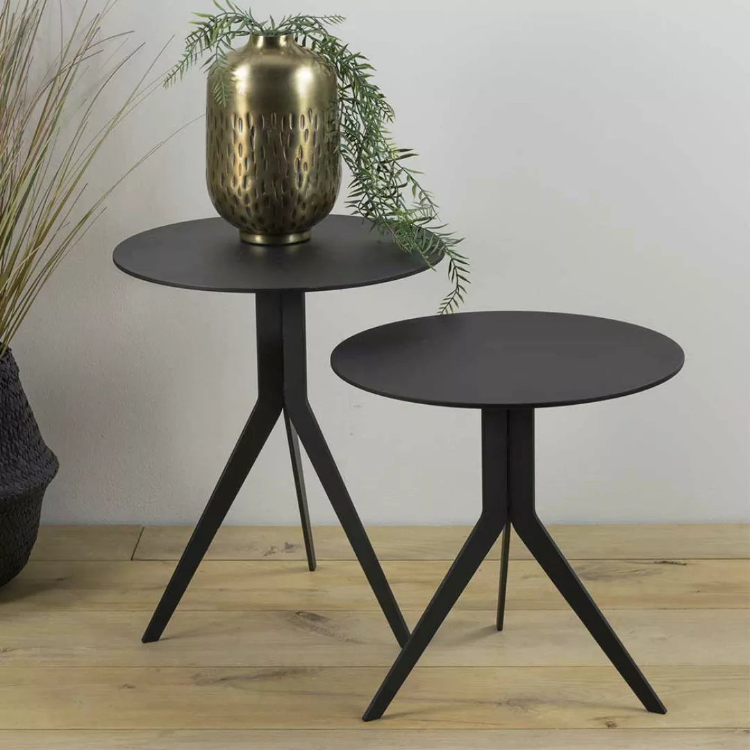 Runde Wohnzimmer Tische im Industrie und Loft Stil Metallplatte (zweiteilig günstig online kaufen