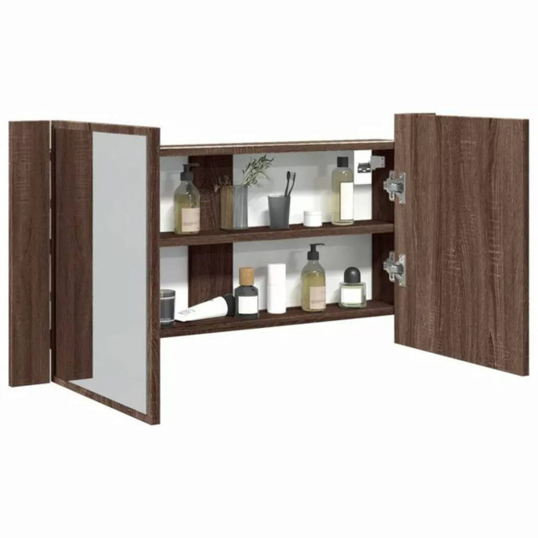 vidaXL Spiegelschrank LED-Spiegelschrank Braun Eichen-Optik 90x12x45 cm Acr günstig online kaufen