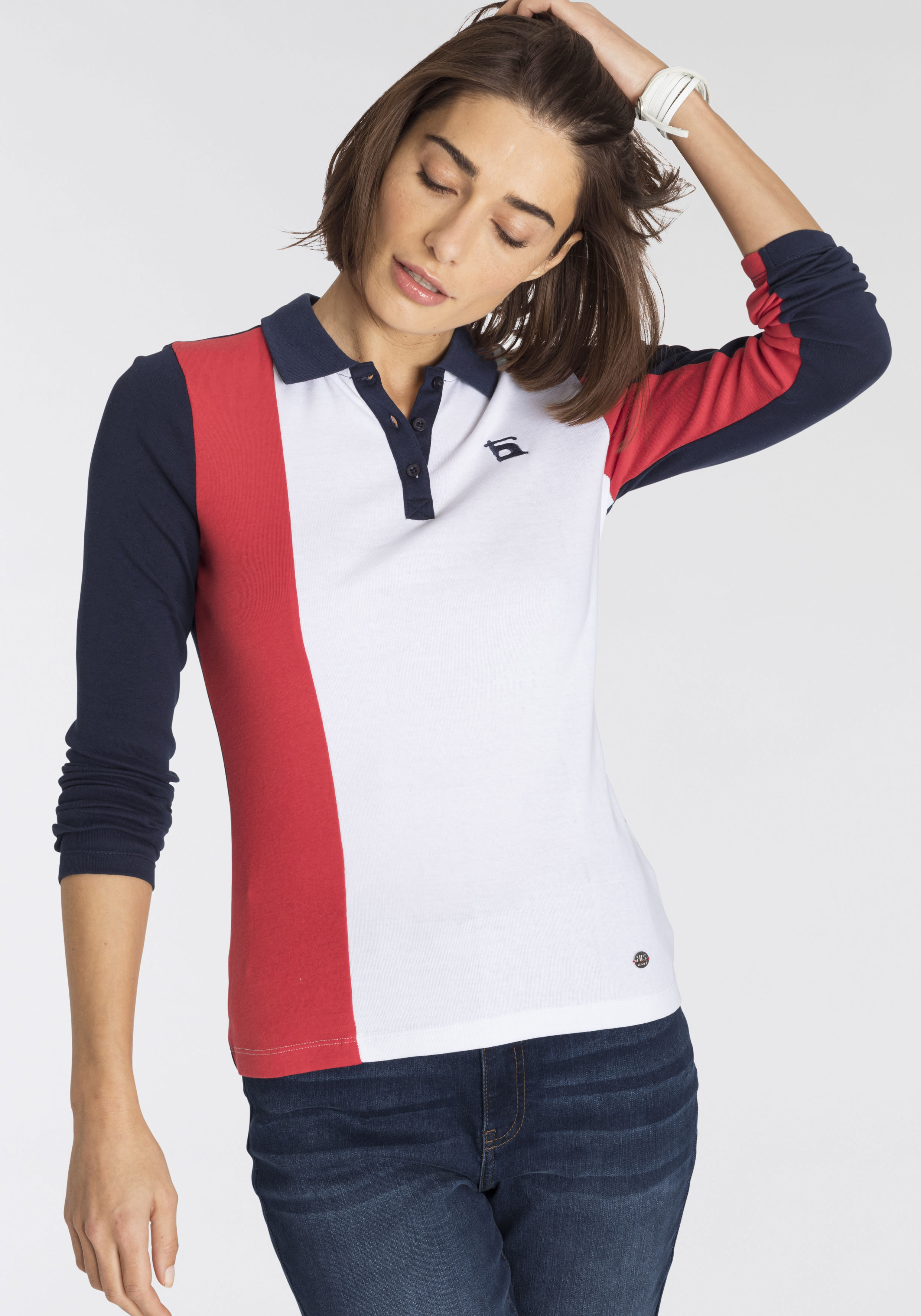 H.I.S Langarm-Poloshirt "RUGBY SHIRT", mit COLOR-BLOCK - NEUE KOLLEKTION günstig online kaufen